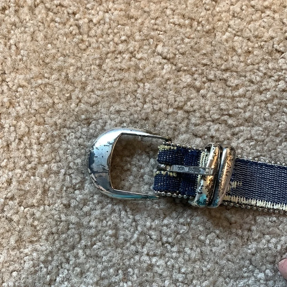 VTG Artisan Crafted Silver & Western  Navajo Aztec Womens Belt Embroidered 31-35 - Picture 6 of 12